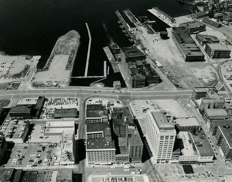 Looking West at future Nauticus site & Freemason Harbor. 1960s