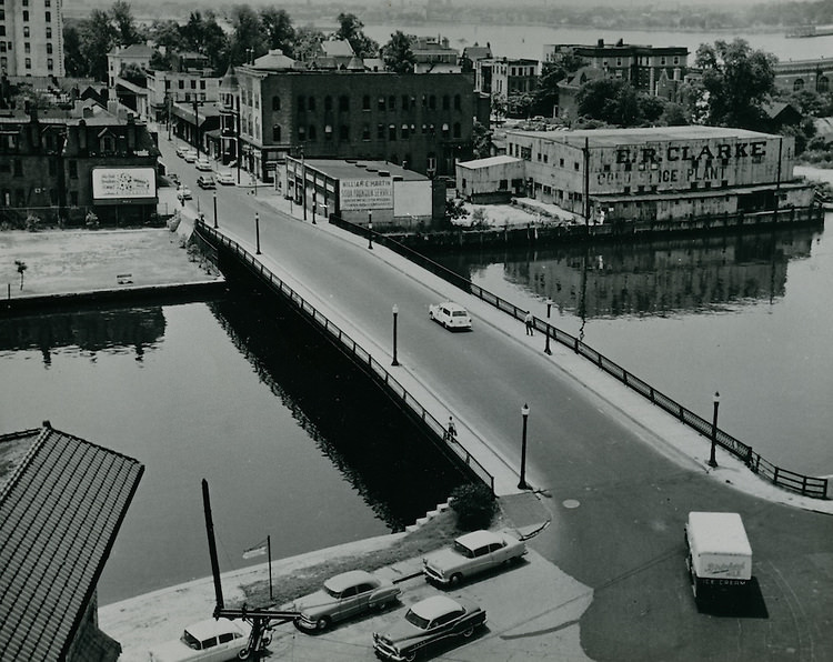 Botetourt Street Bridge.View looking South from Mowbray Arch toward Brambleton. 1960s