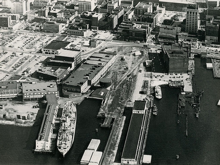 Aerial view Freemason Harbor, 1970s
