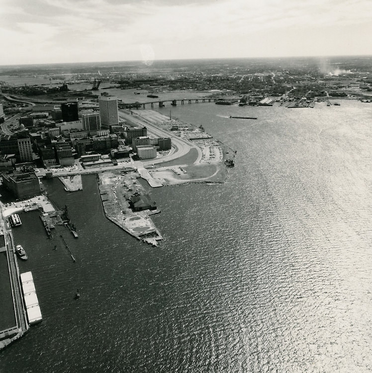 Norfolk Waterfront looking East from future Nauticus Site, 1970s
