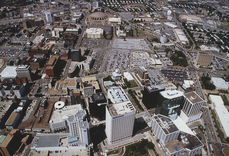 Aerial view Downtown Norfolk, 1980s