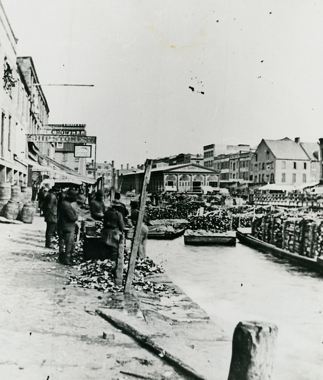 Oyster Dock - once the center for ship stores and imported goods, 1875