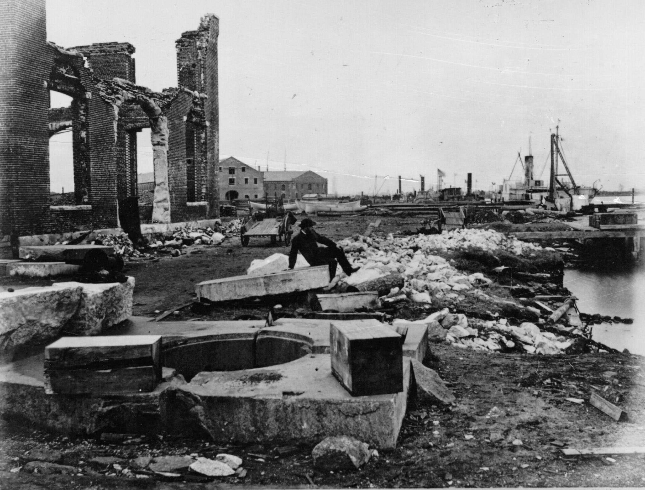 The ruins of Norfolk Navy Yard in Virginia, 1870s