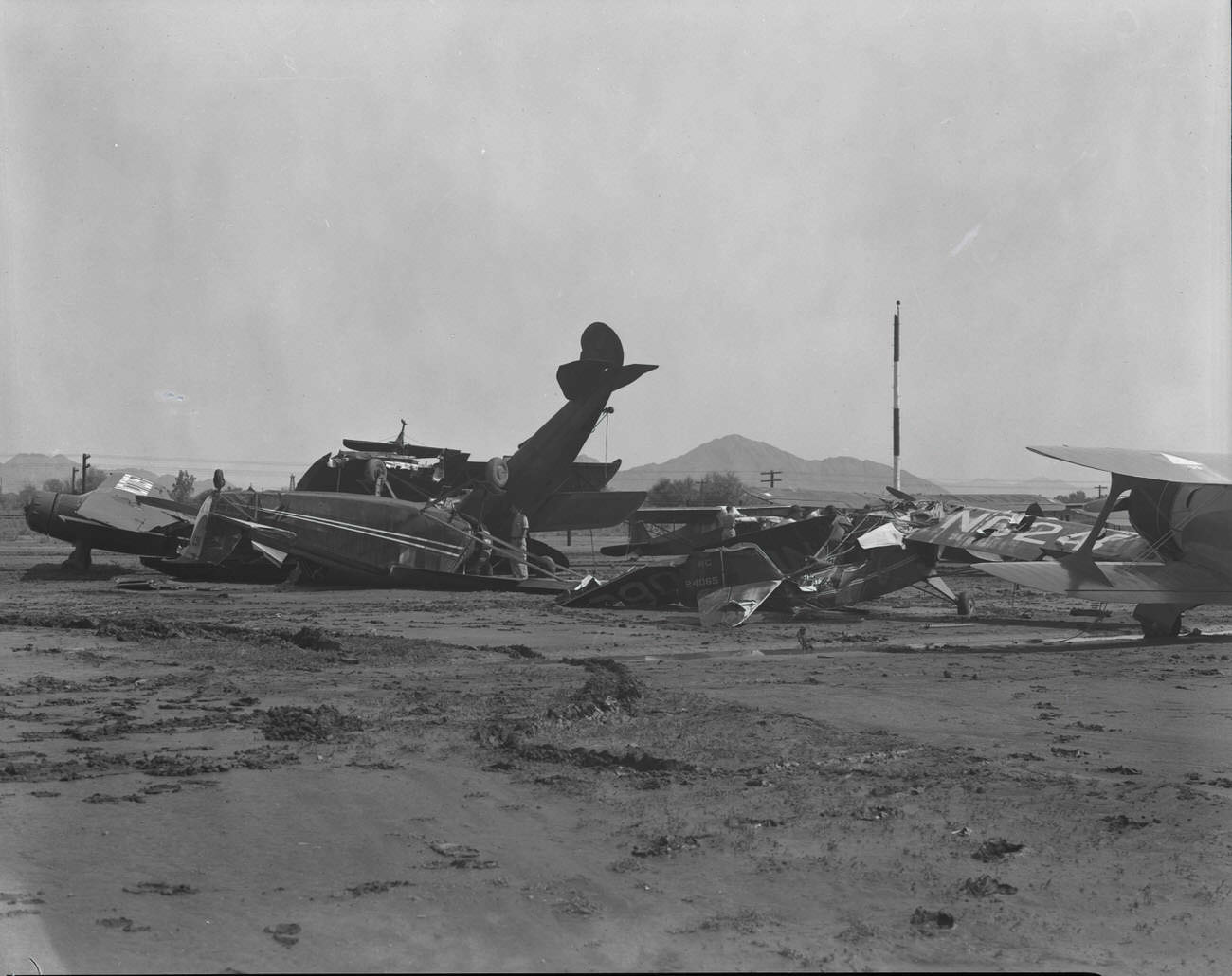 Damaged Airplanes at Sky Harbor Airport, 1942