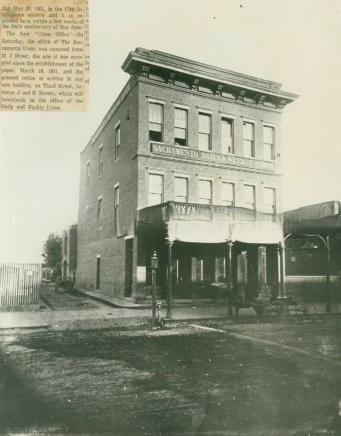 Sacramento Daily & Weeklyl Union newspaper building, 1871