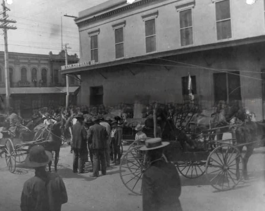 Front view of the Central Pacific Railroad Hospital building, 1875