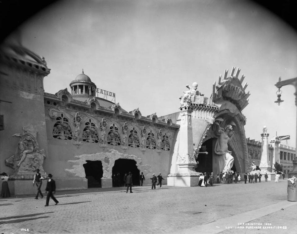 The blue-domed building held the Creation concession on the Pike at the Louisiana Purchase Exposition, 1904