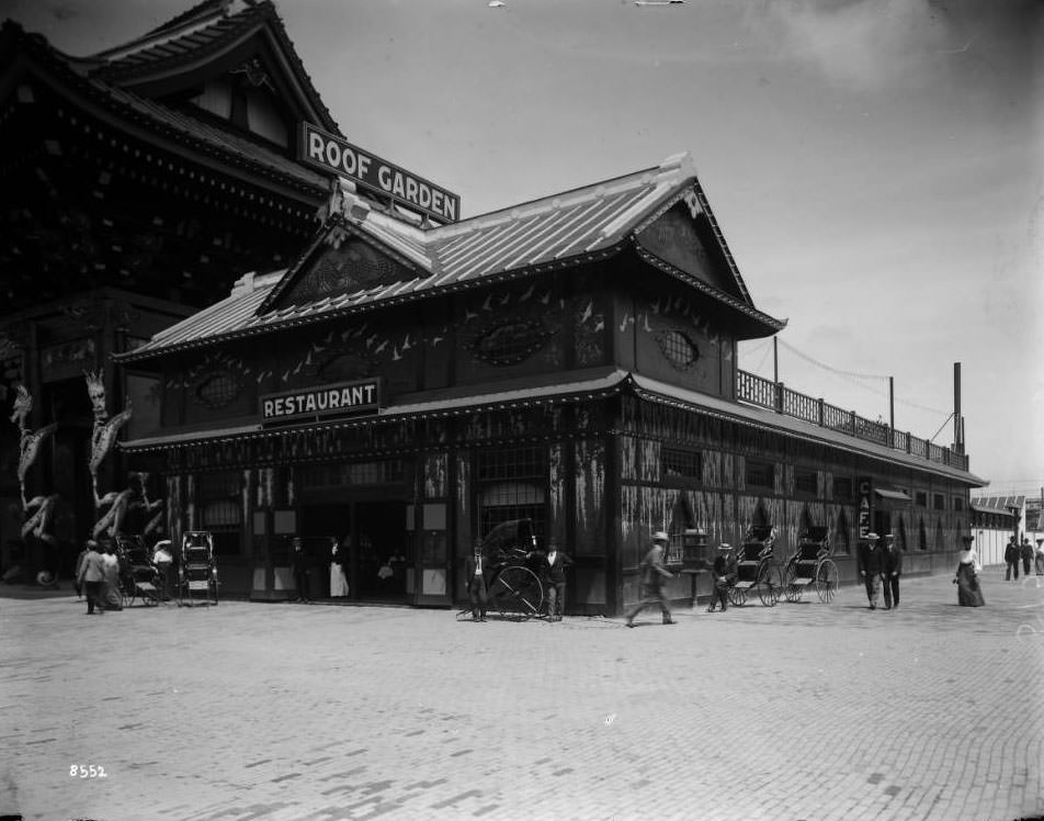 The restaurant in Fair Japan on the Pike at the Louisiana Purchase Exposition, 1904