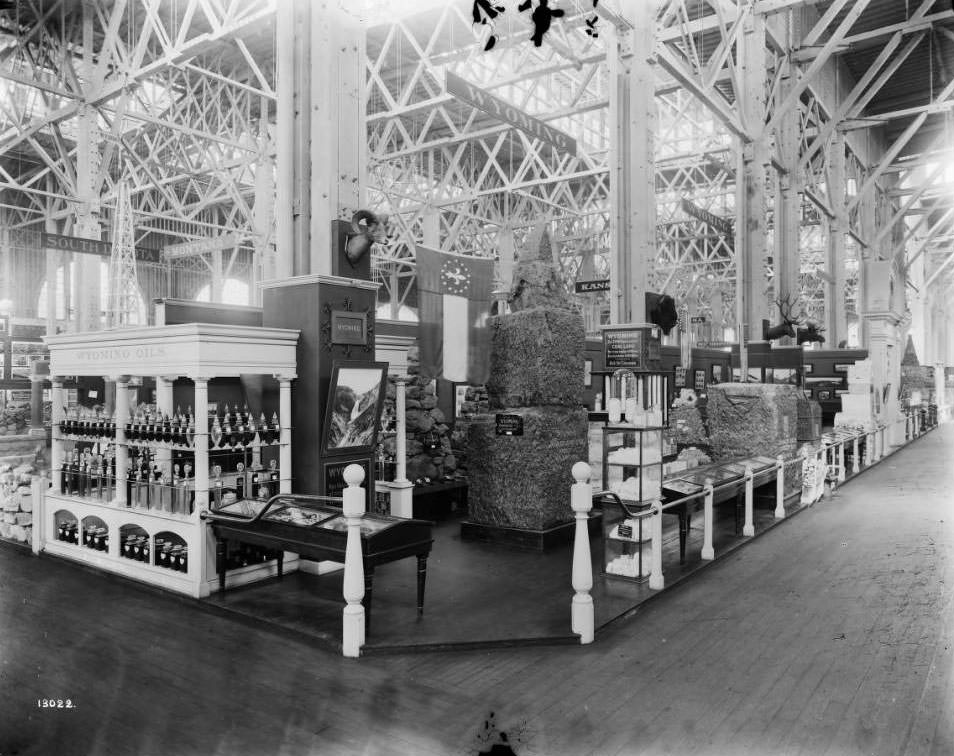 Wyoming's mineral resources were on display in the Palace of Mines and Metallurgy at the Louisiana Purchase Exposition, 1904