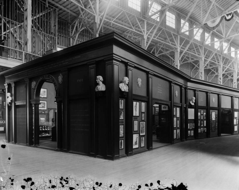 The work of Massachusetts' public, normal and textile schools was featured in its exhibit in the Education building at the Louisiana Purchase Exposition.