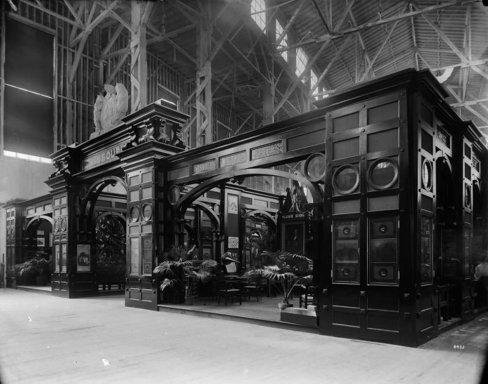 The public school display in the Missouri education exhibit at the Louisiana Purchase Exposition.