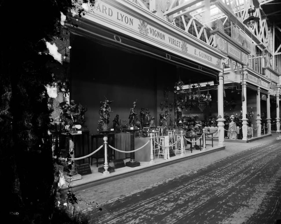 The Bernard Lyon group of bronzes in the French section of the Palace of Manufactures at the Louisiana Purchase Exposition, 1904