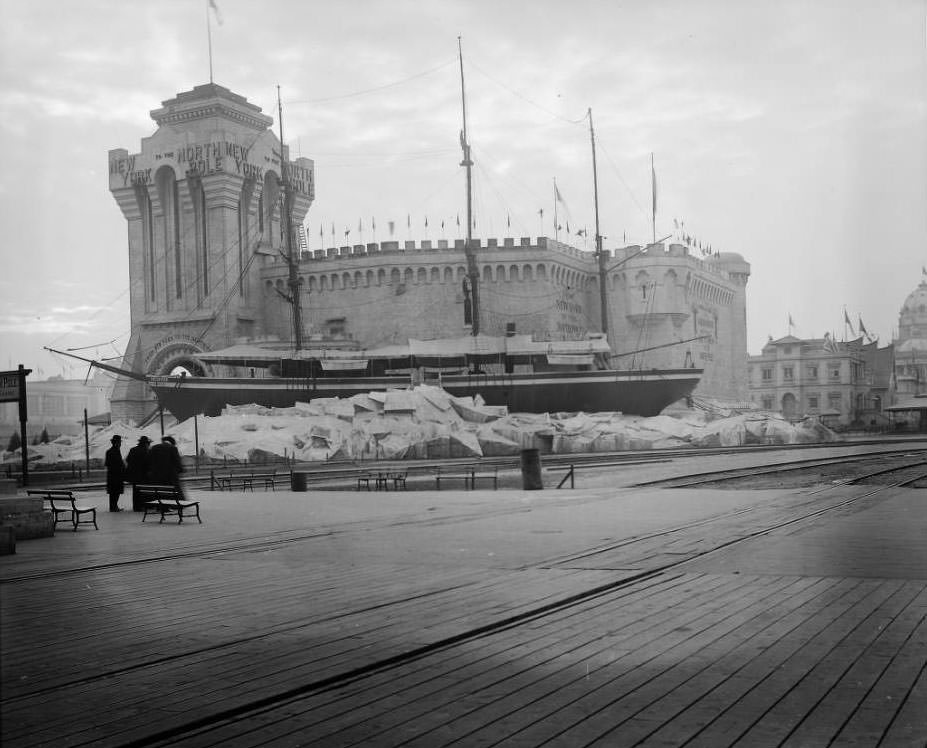 A view of the New York to the North Pole concession on the Pike, probably photographed in late 1904 towards the end of the Louisiana Purchase Exposition