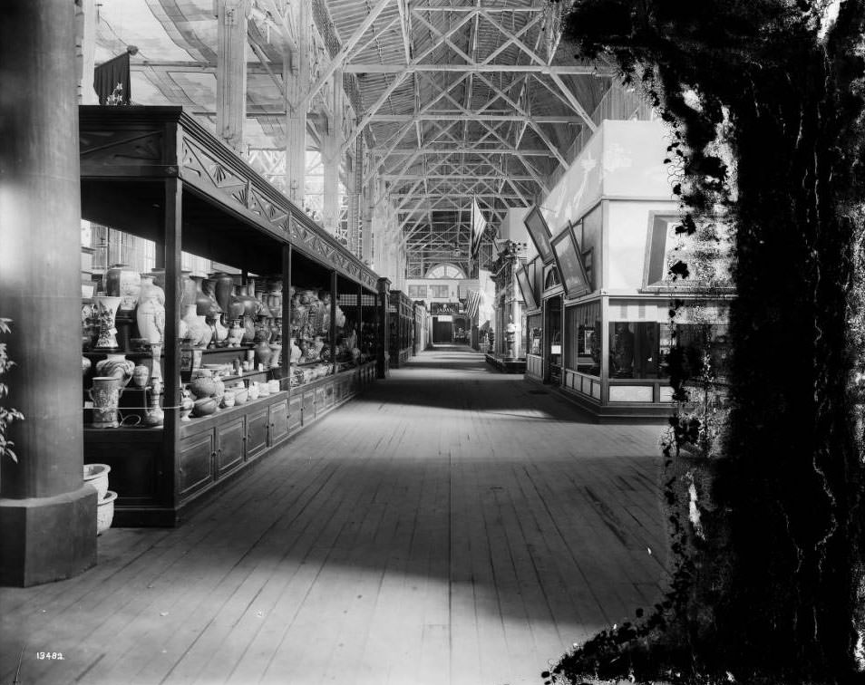 Japanese cloisonne exhibit in the Palace of Varied Industries, 1904