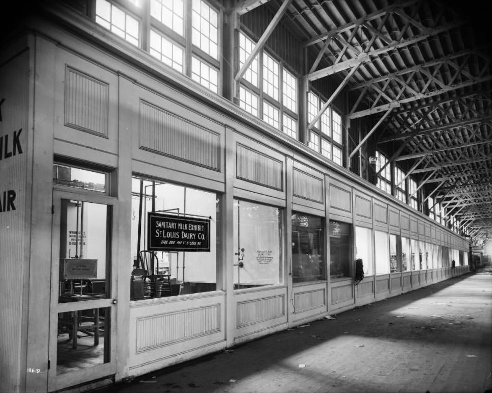 The St. Louis Dairy Co. ran a model sanitary milk plant in the Model Dairy at the Louisiana Purchase Exposition