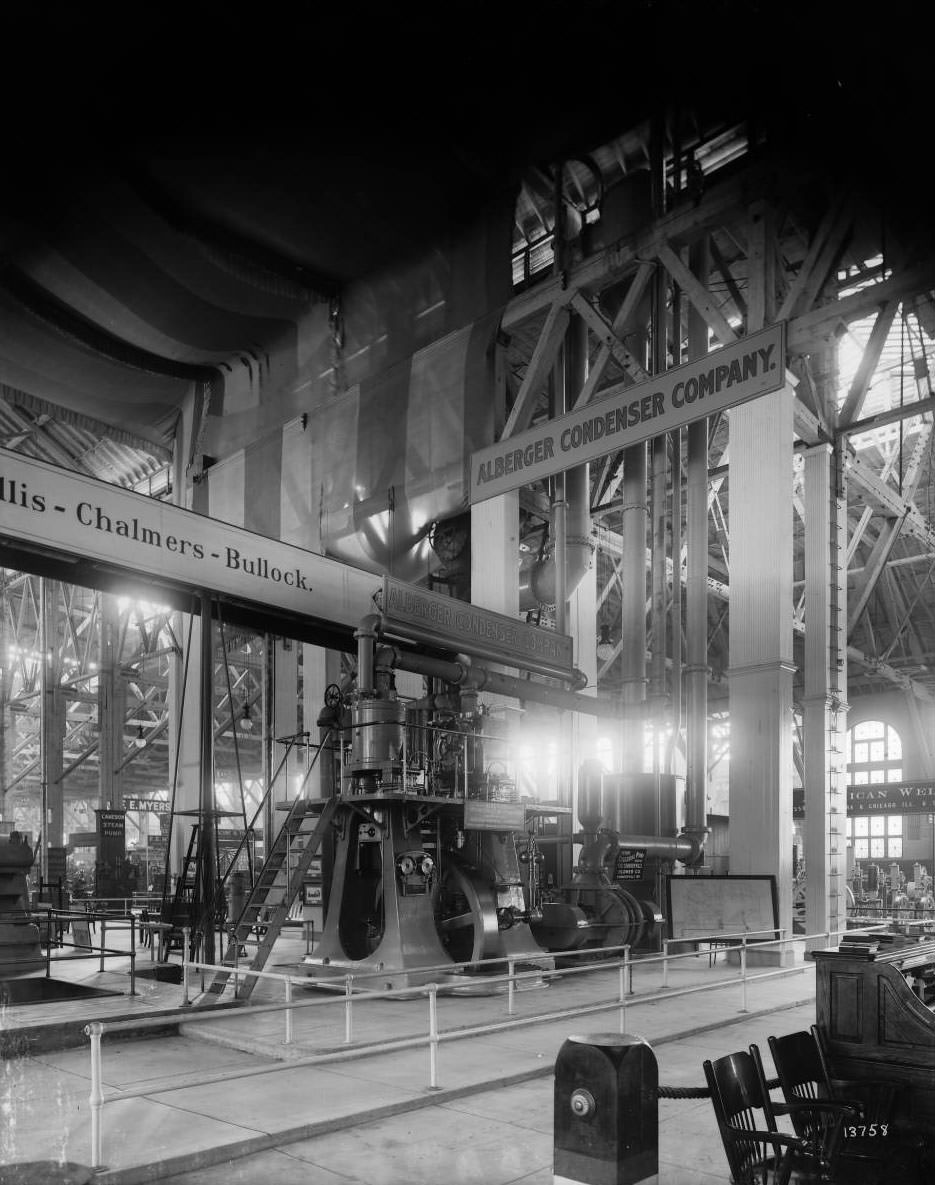 The Alberger Condenser Company displayed its condensers and pumps in the Power Plant, Machinery Department, at the Louisiana Purchase Exposition, 1904