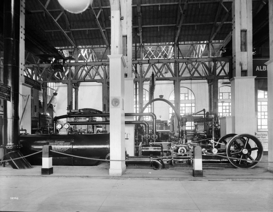 The Alberger Condenser Company, New York City, displayed its barometric tube condenser and pumps in the Power Plant, Machinery Department, at the Louisiana Purchase Exposition, 1904