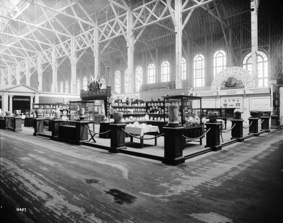 The Danish exhibit in the Palace of Varied Industries at the Louisiana Purchase Exposition, 1904