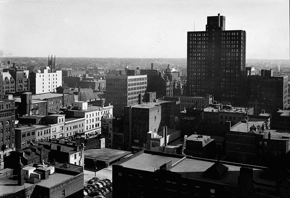 Northeast from the old Bank of Montreal building at the corner of King and Bay, demolished for First Canadian Place, 1940s