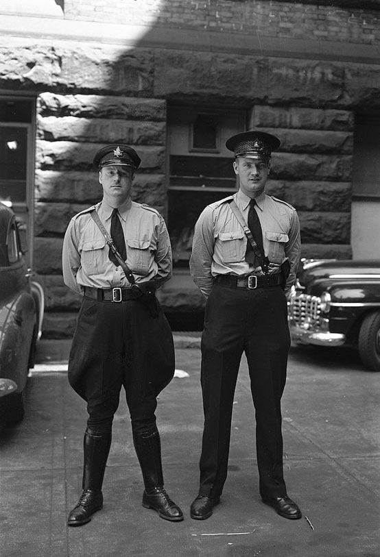 Toronto police show off their new uniforms, 1940s