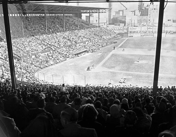 The view from the stands, 1940s