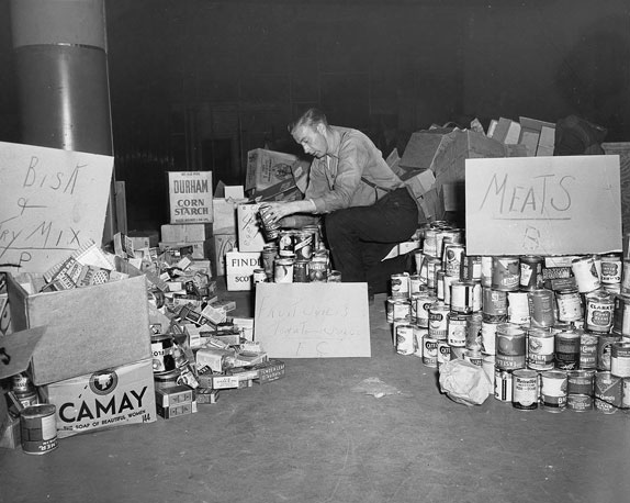 Wartime "Food for the People of Britain" drive by the city's Department of Street Cleaning, 1940s