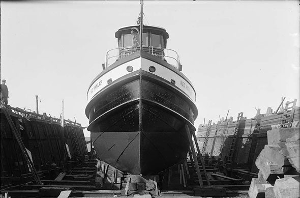 City of Toronto tug "Ned Hanlan" in dry dock, 1940s