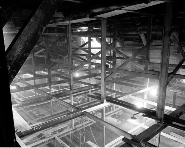 The excavated ground beneath Yonge St. in the late 1940s.