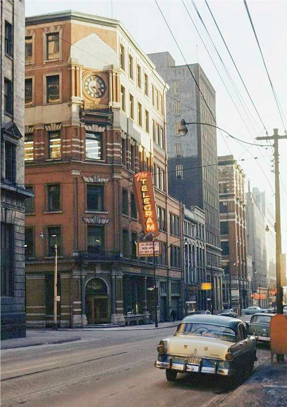 Toronto Telegram Building at Bay and Melinda streets, 1950s