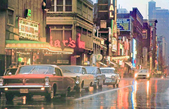 Postcard view of Yonge St. near Gerrard in the 1960s,