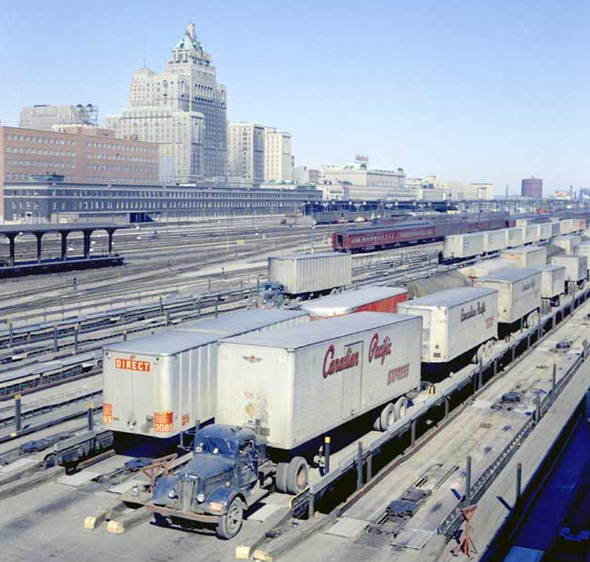 Railway tracks in front of the Royal York, 1963,