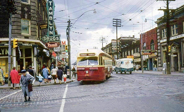 Looking east on Bloor at Dovercourt, 1966