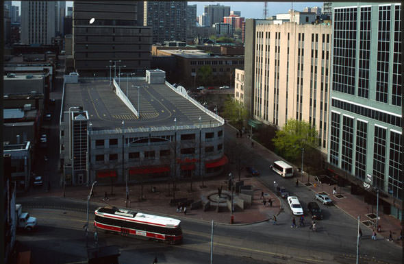 Now lost public art on Dundas at Yonge before the creation of Yonge-Dundas Square.1990s