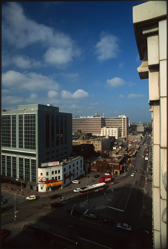 East on Dundas from what would become Yonge-Dundas Square before the arrival of Citytv.1990s