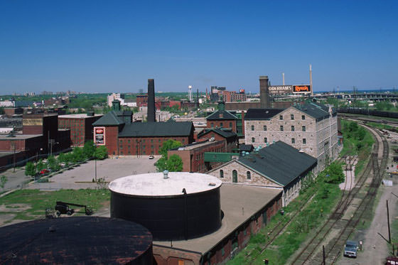 Looking east across the Distillery from Parliament.1990s