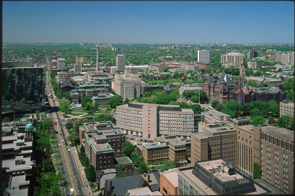 An almost absurdly verdant view of Queen's Park.1990s