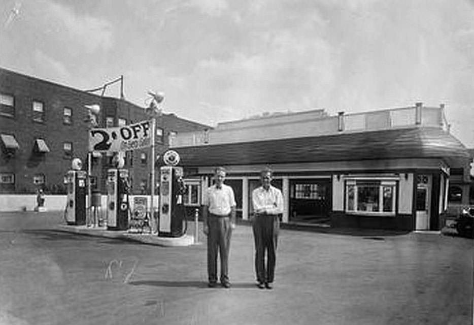 Pumps at George Tompkins station on 2261 Queen St., 1920s