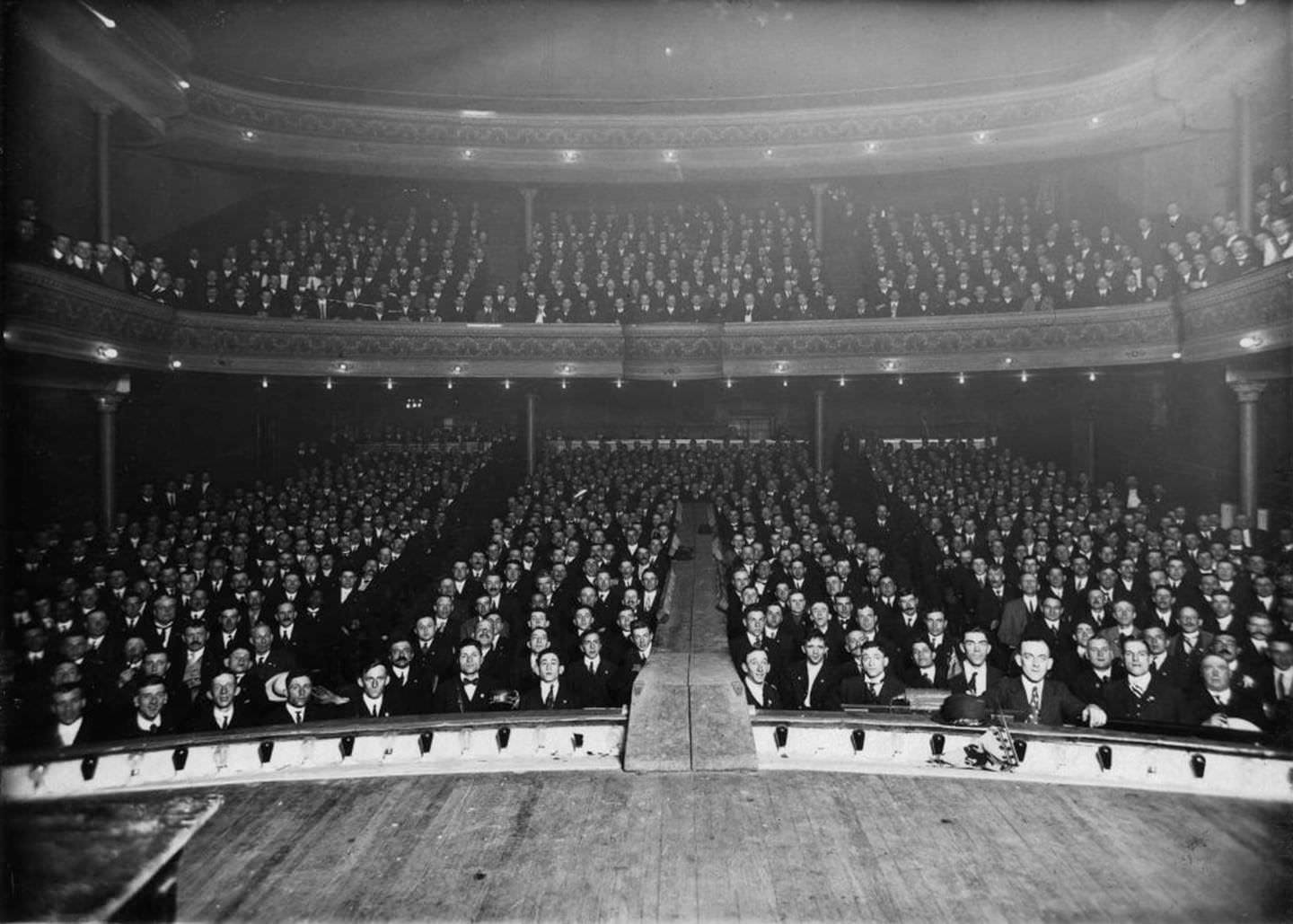 Street railway strike meeting, Massey Hall, 1919.