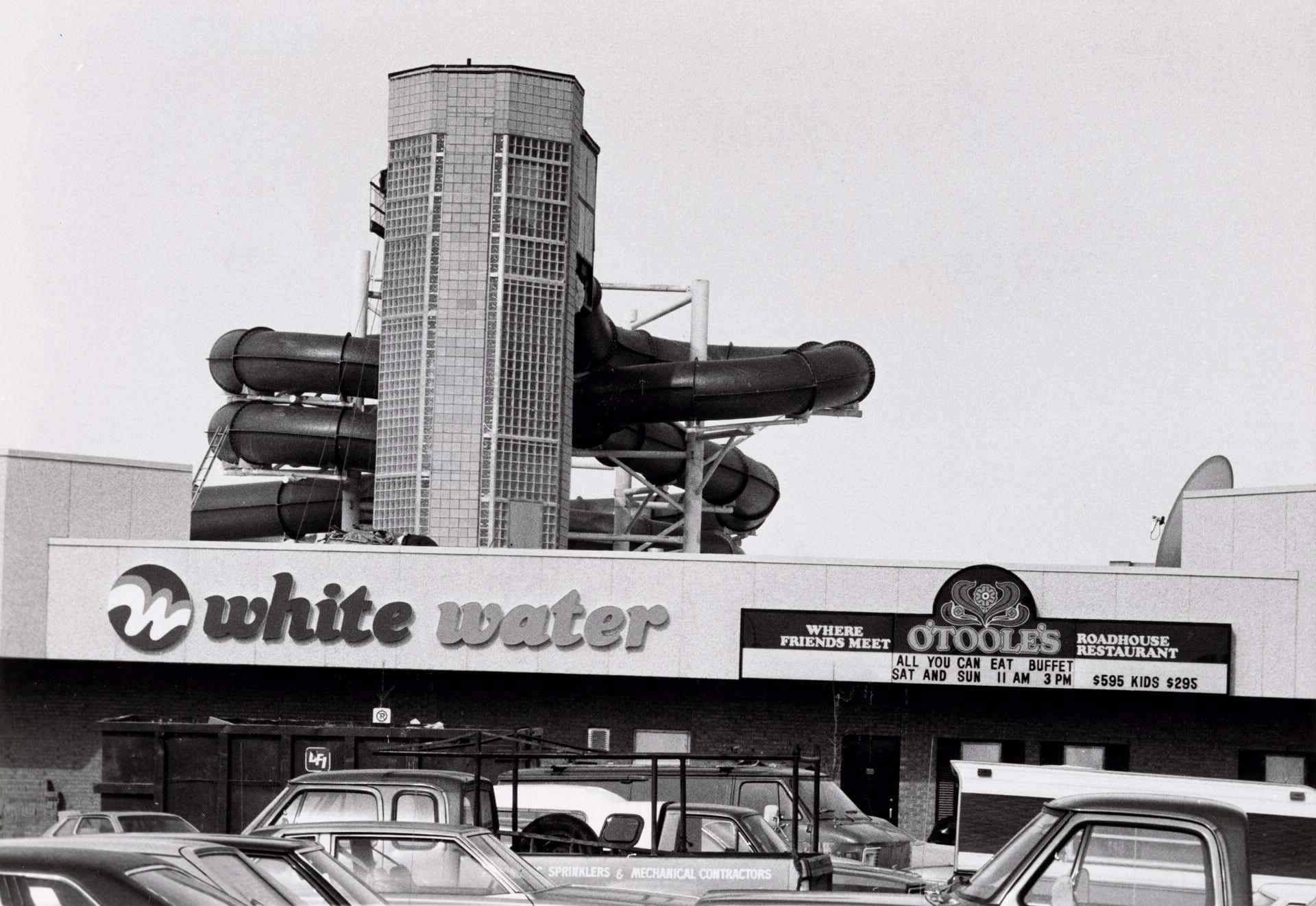 O'Tooles. Indoor water slide at Shoppers World Brampton, 1984