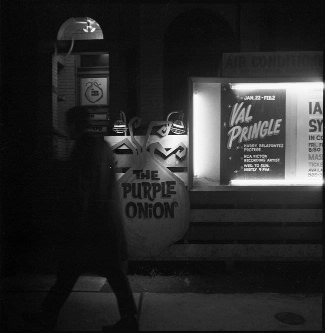 The Purple Onion, a 1960s coffee shop, brought the icons of the folk music scene to Yorkville at Avenue Road and Yorkville Avenue.