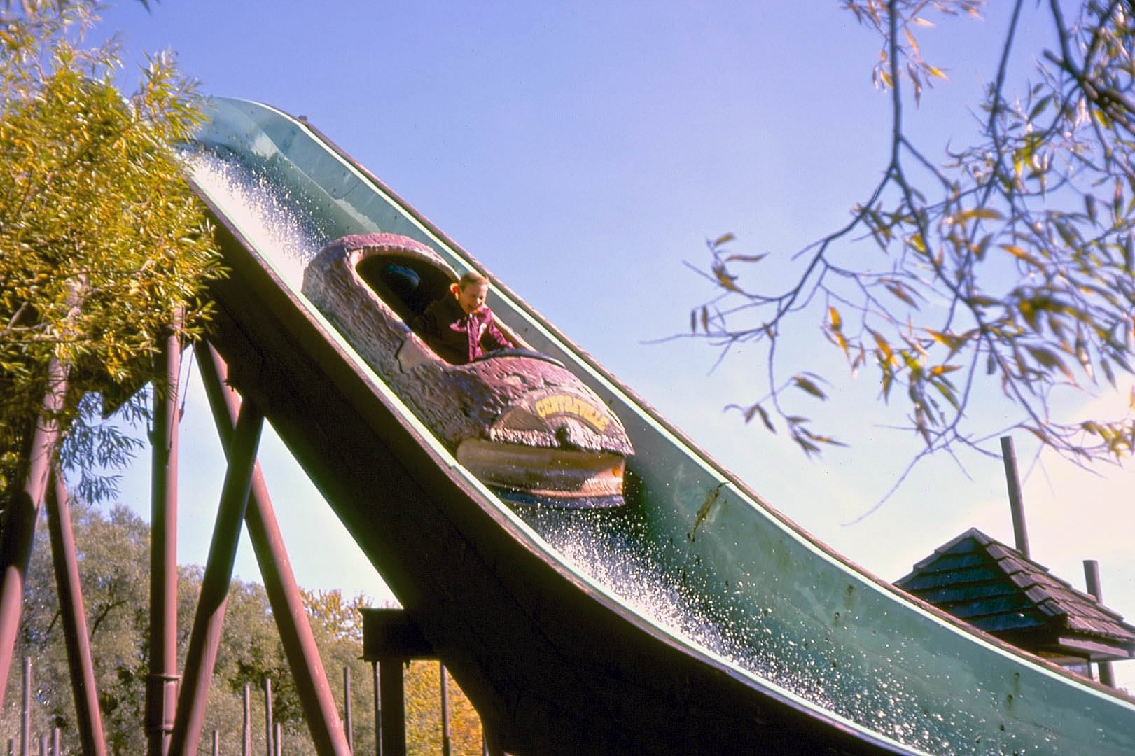 Saugreen Lumber Mill Log Flume Ride at Centreville, 1974.