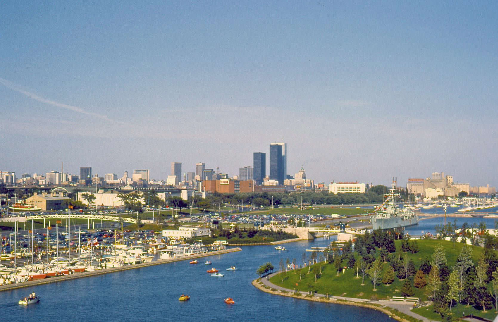 C.N.E. grounds viewed from Ontario Place, 1972.