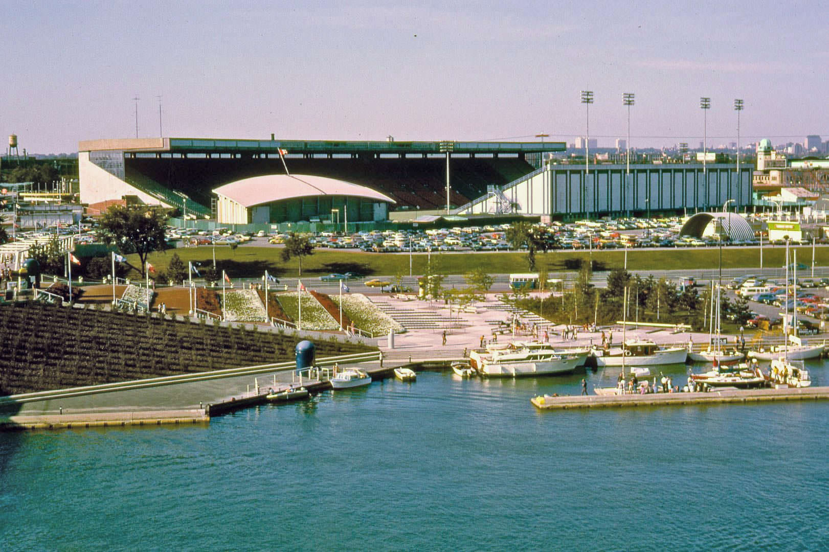 Exhibition Stadium, C.N.E. grounds, as viewed from Ontario Place, captured by my father in September 1972. - Credit: Dan Ward