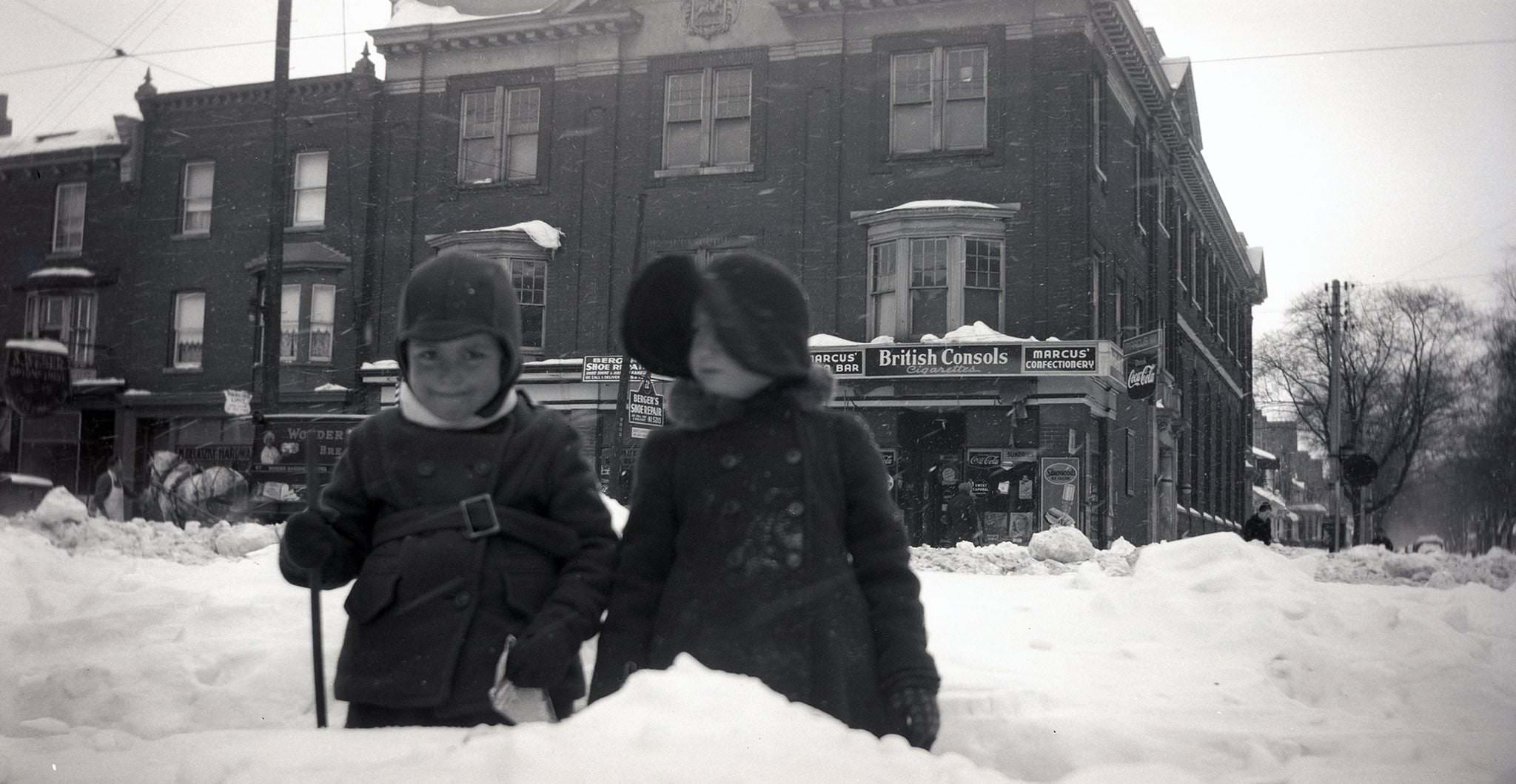 College and Euclid during a snowstorm, around 1940. If