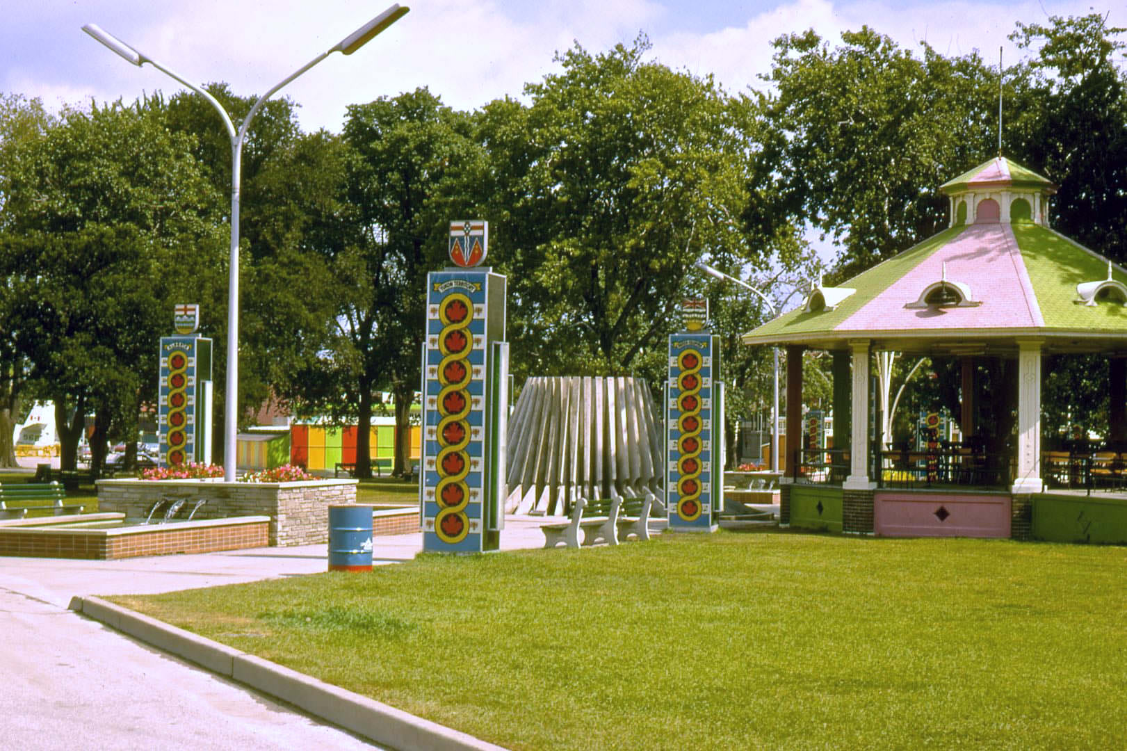 CNE grounds, start of a pathway leading to the Dufferin Gates, 1968