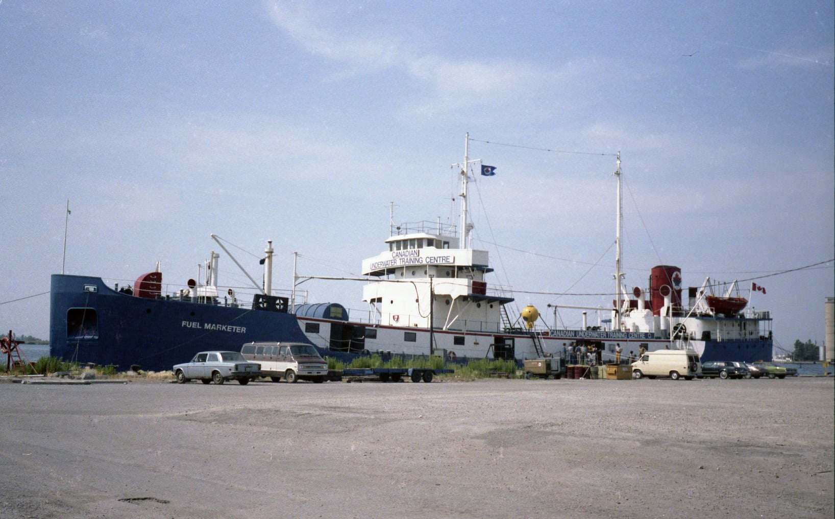 The 'Fuel Marketer' moored in Toronto's Portlands as the Canadian Underwater Training Centre, 1981
