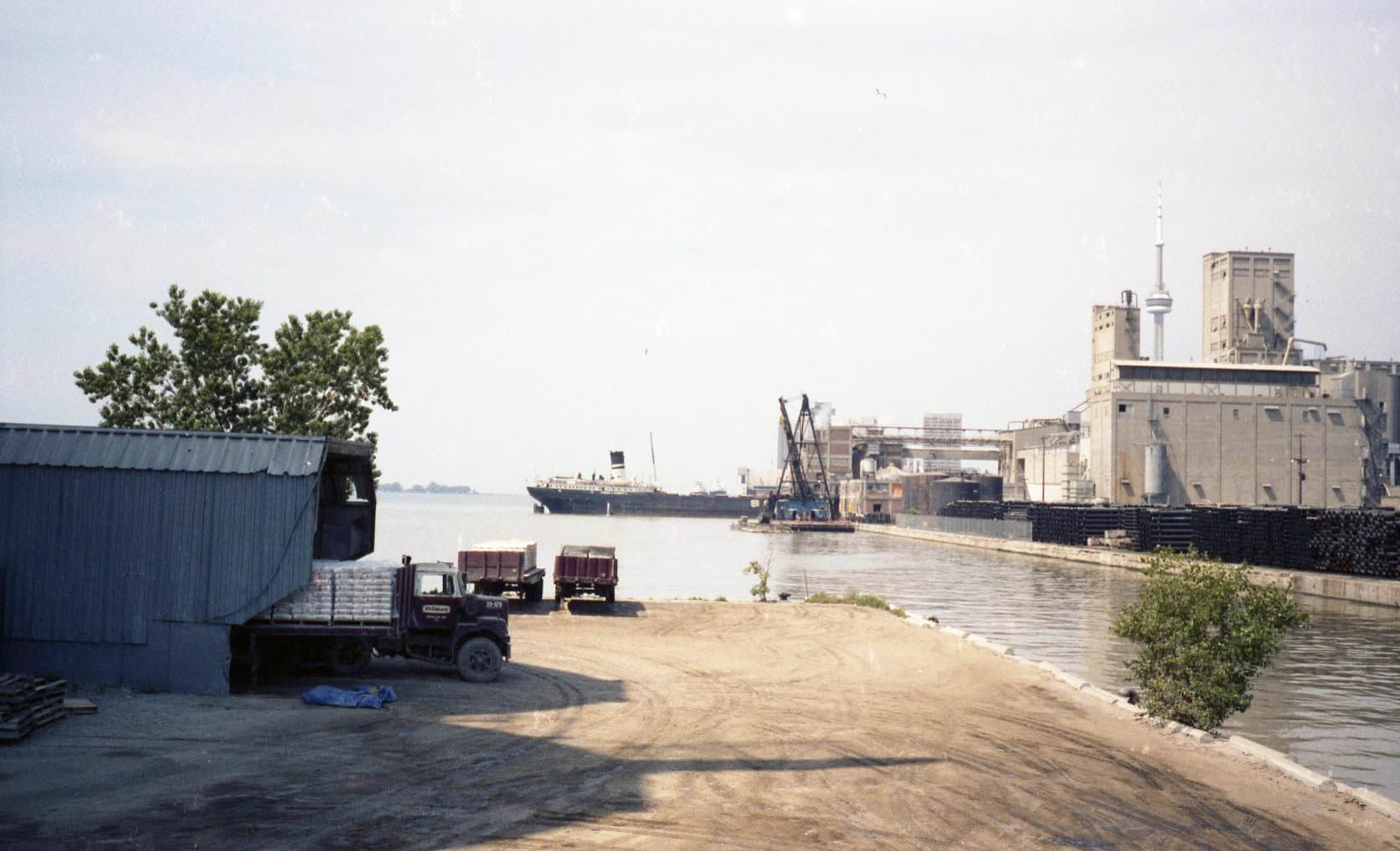 View looking west from the Toronto portlands, 1981.
