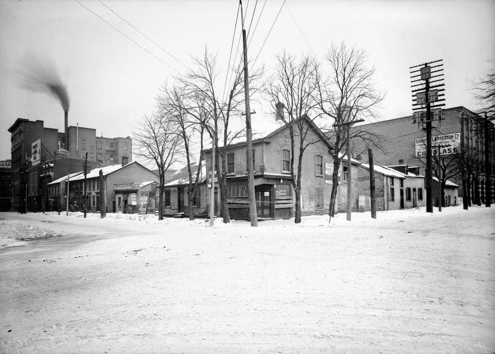 Terauley (Bay) and Albert streets, looking southwest, 1909.