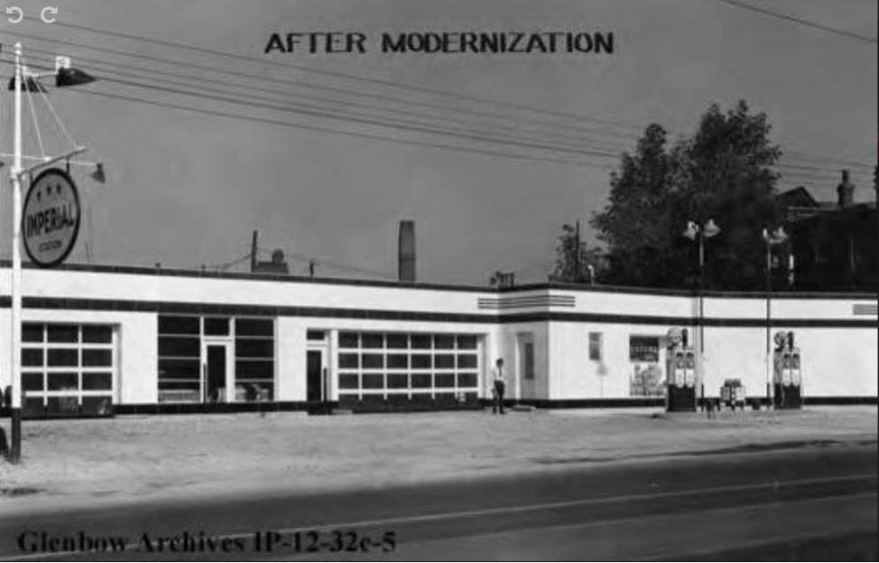 Imperial Oil service station after modernization, Toronto, Ontario. Station opened in August, 1918. Located at Danforth and Broadview. Where at Broadview & Danforth.