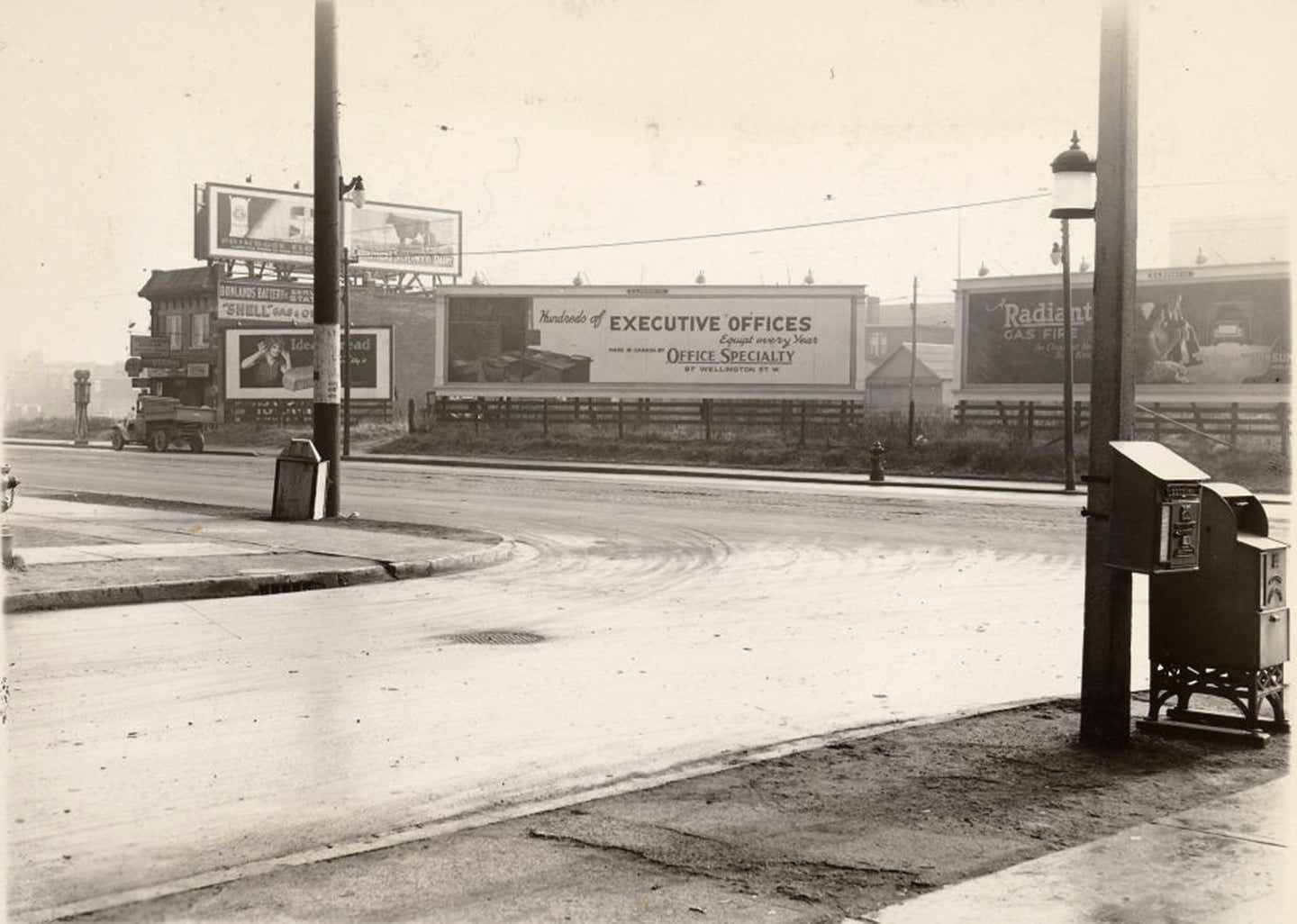View looking south east from the north west corner of Danforth Ave. & Donlands Ave. intersection, 1920s